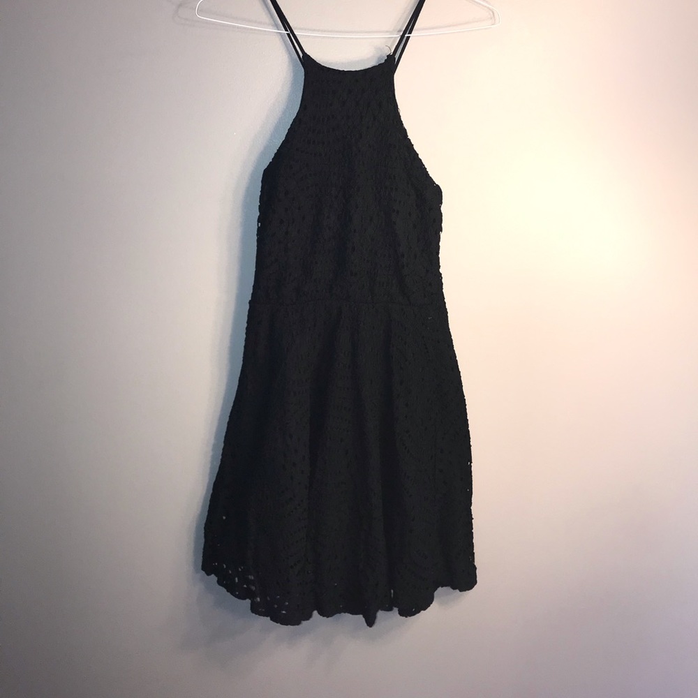 Black lace dress with cross back